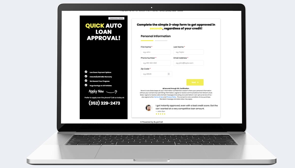 salespage webistes smart credit forms